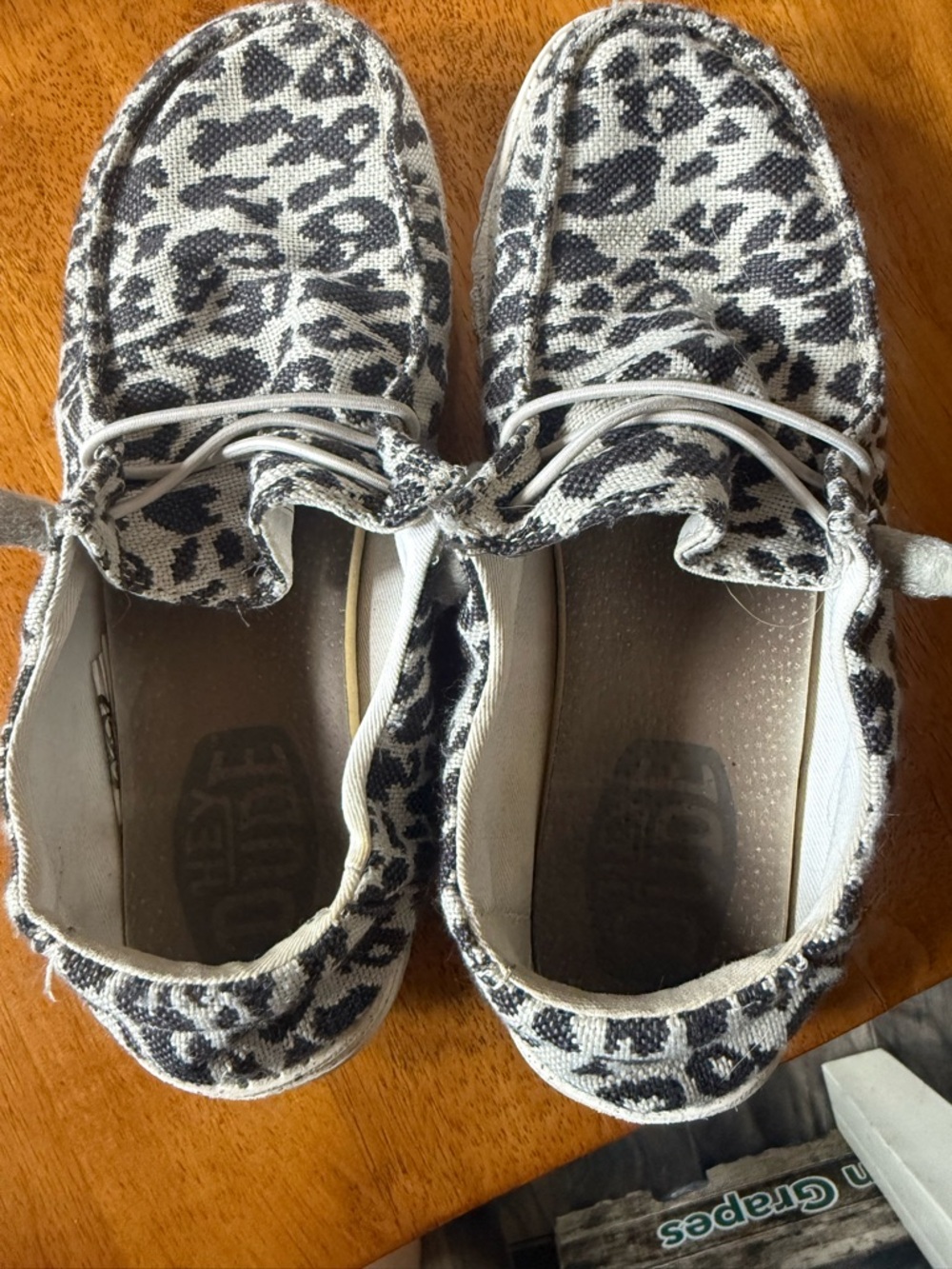 Hey Dude Women's Leopard Print Canvas Sneakers in Black and White